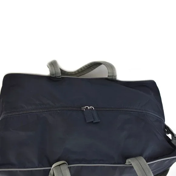 PRADA "Linea Rossa": Navy Blue, Tessuto Nylon & Logo Duffel/Weekender Bag (td) - Picture 7 of 13